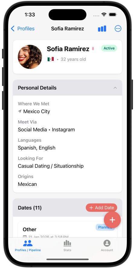 Profile details view